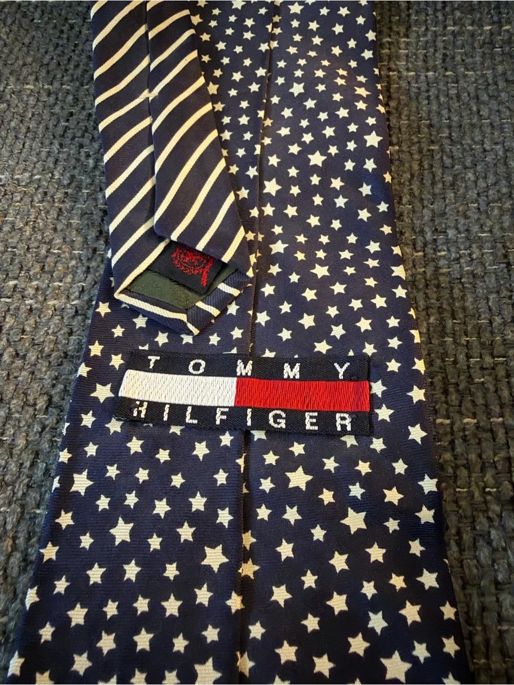 Tommy Hilfiger Navy Tie with Ivory Star Print
